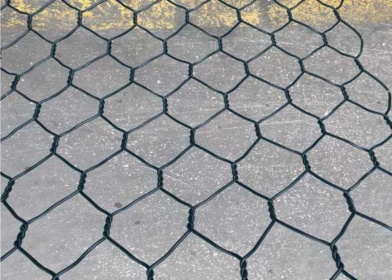 مش شش ضلعی گابیون گالوانیزه روکش پی وی سی 60x80mm برای مهندسی عمران