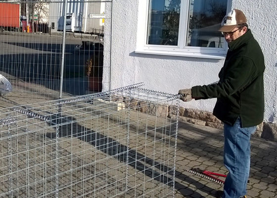 Pvc Coated Metal Gobian Basket / Gabion Stone Cages طول عمر طولانی